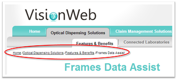 VisionWeb Newsite Navigation