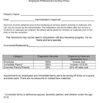 Employee Personal Eyewear Policies