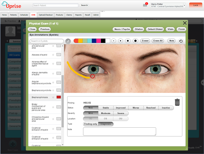 Use Uprise to make graphical annotations of your patient's eye condition