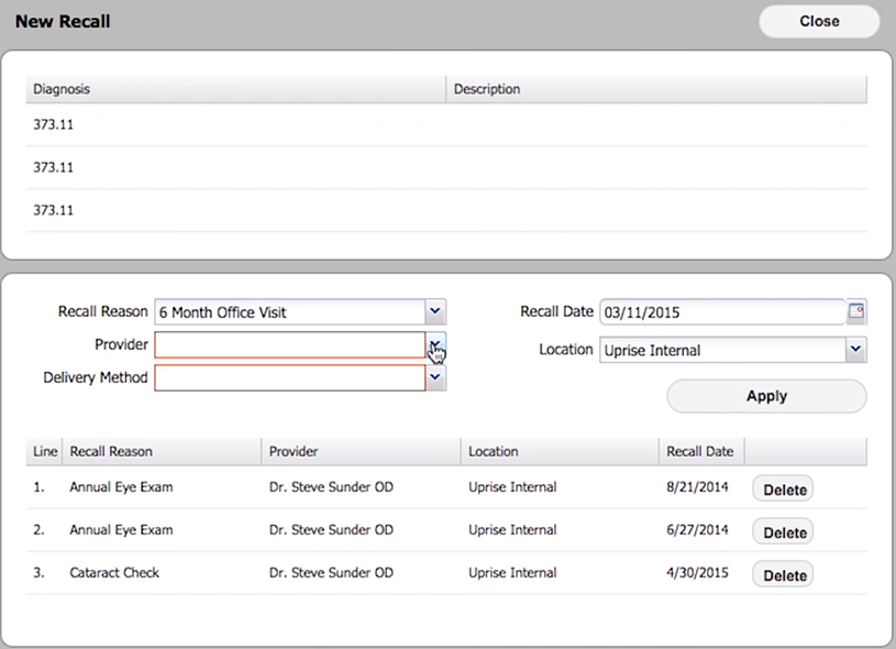 Schedule the automated patient recall message before the patient leaves to assist in patient scheduling.